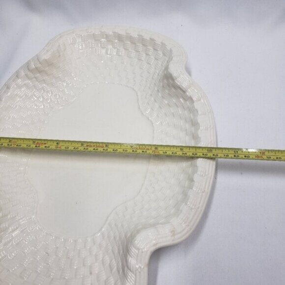 Vintage Spode Imperial Serving Platter Basket Weave Quatrefoil Ivory - Picture 14 of 16